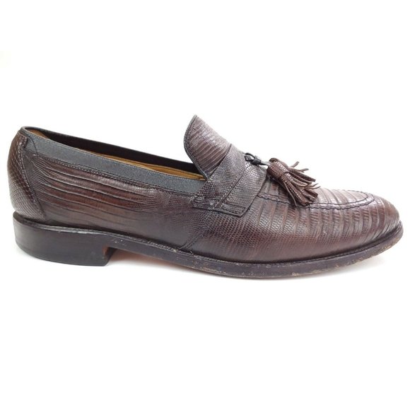 ALLEN EDMONDS Lizard Leather Clayton Tassel Loafer Brown Size 9.5 A $700